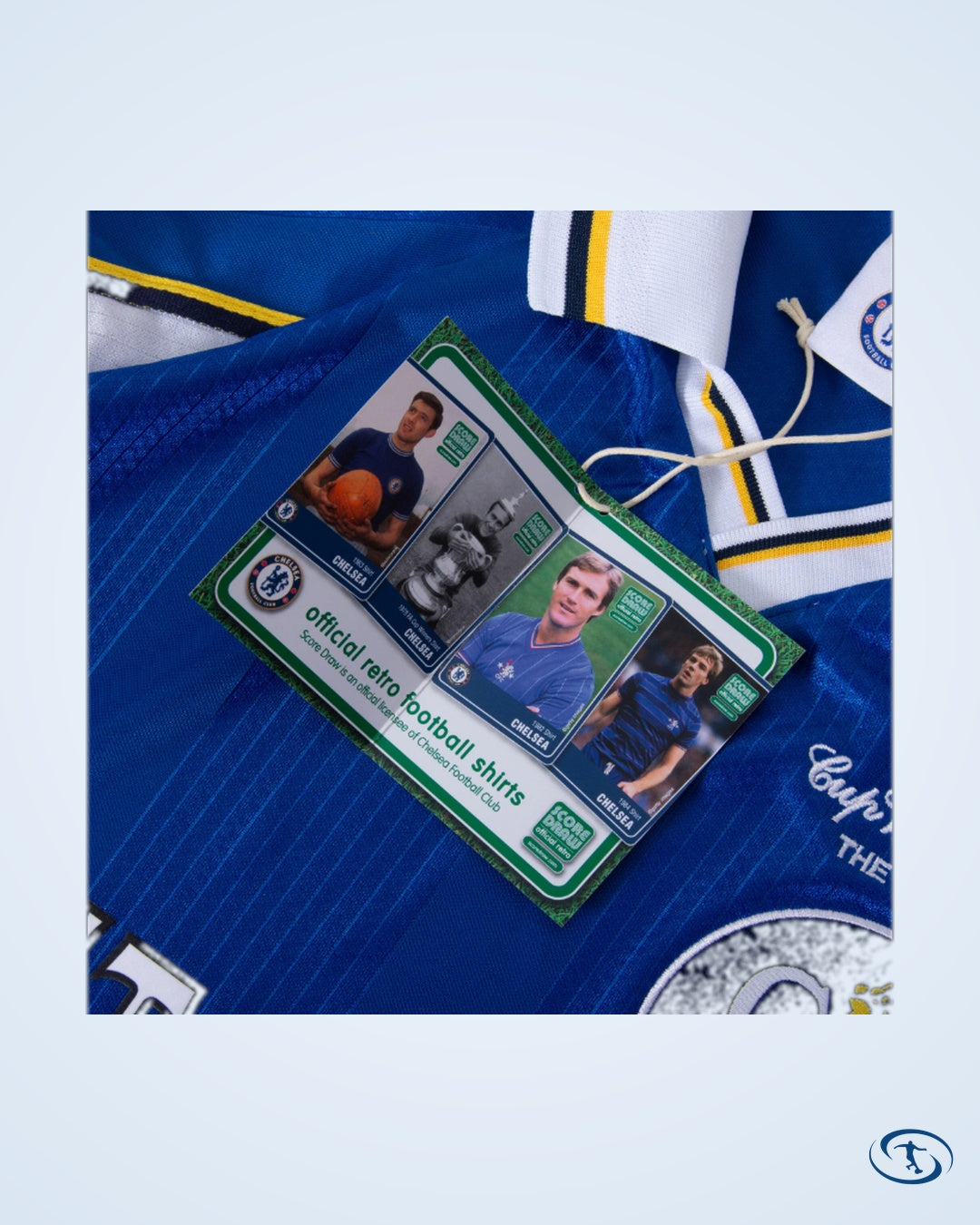 Score Draw Chelsea Retro Home ECWC Flo 19 Shirt 1998-1999 (Retro Flex Printing) - Men's