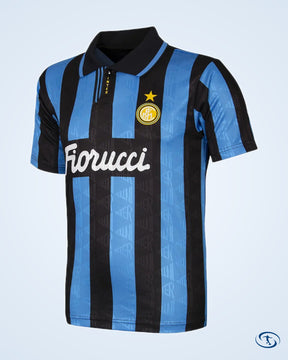 Inter Milan Home No.10 (Bergkamp) Retro Shirt 1993-1994 (Retro Flock Printing) - Men's