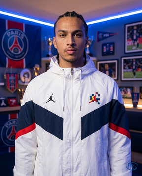 Corta Vento PSG Nike Masculino - Azul Branco - Badge Close-Up | Sant Sport