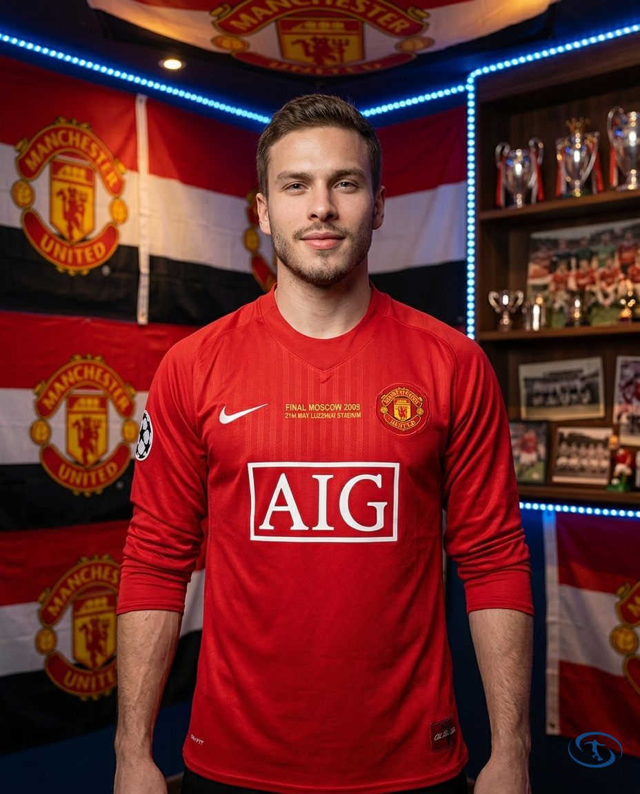 Camisa Manchester United Manga Longa Home Retrô 2008/2009 - Torcedor Masculino - Vermelho - Front View | Sant Sport