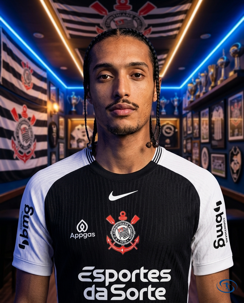 Corinthians Jersey Away w/ Sponsors 2025/26 Player Version Nike Men's - Black - Badge Close-Up | Sant Sport