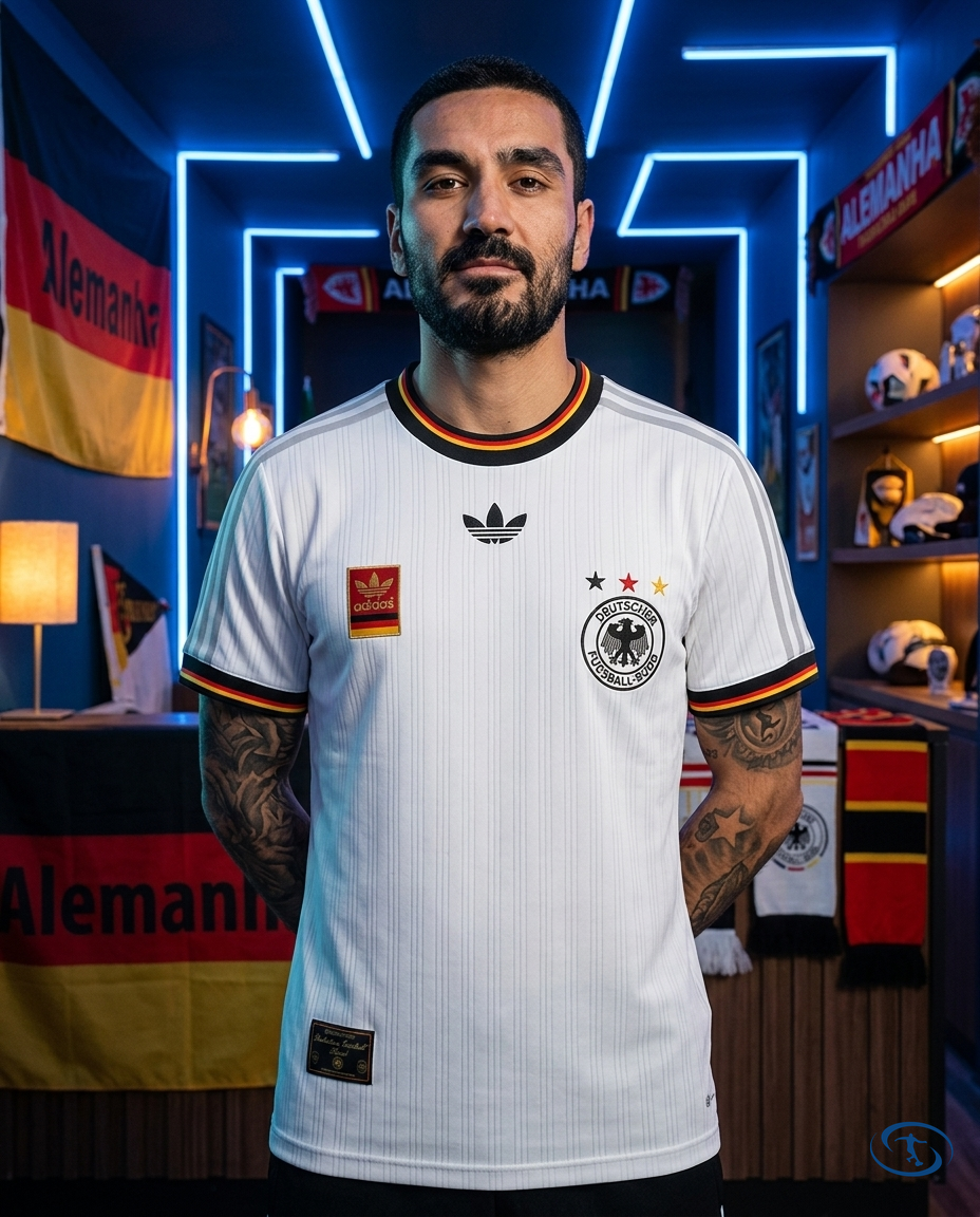 Camisa Alemanha Home Retrô 1996 Torcedor Adidas Masculina - Branco - Front View | Sant Sport
