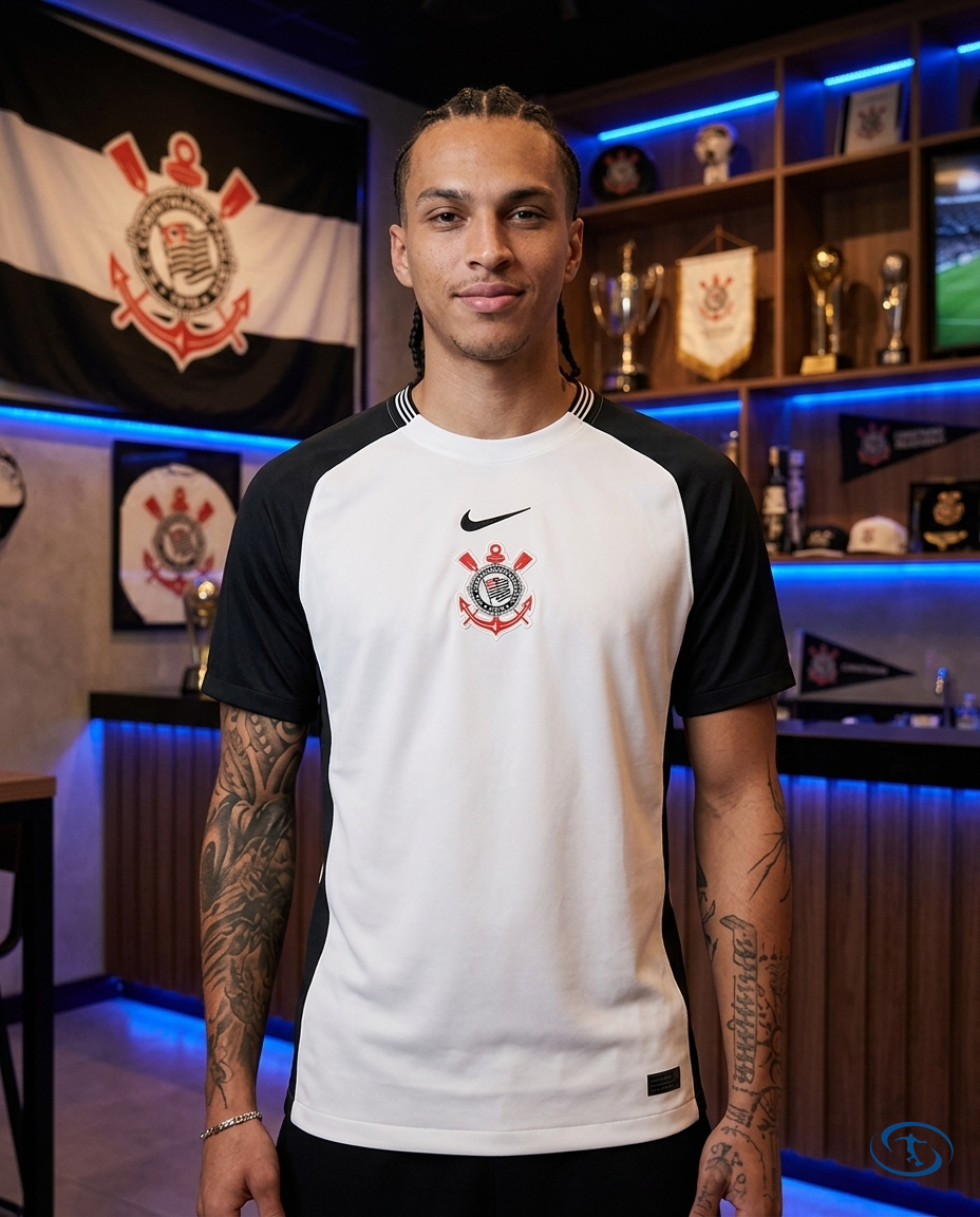 Camisa Timão Home 2025/26 - Torcedor Nike Masculino - Preto e Branco - Front View | Sant Sport