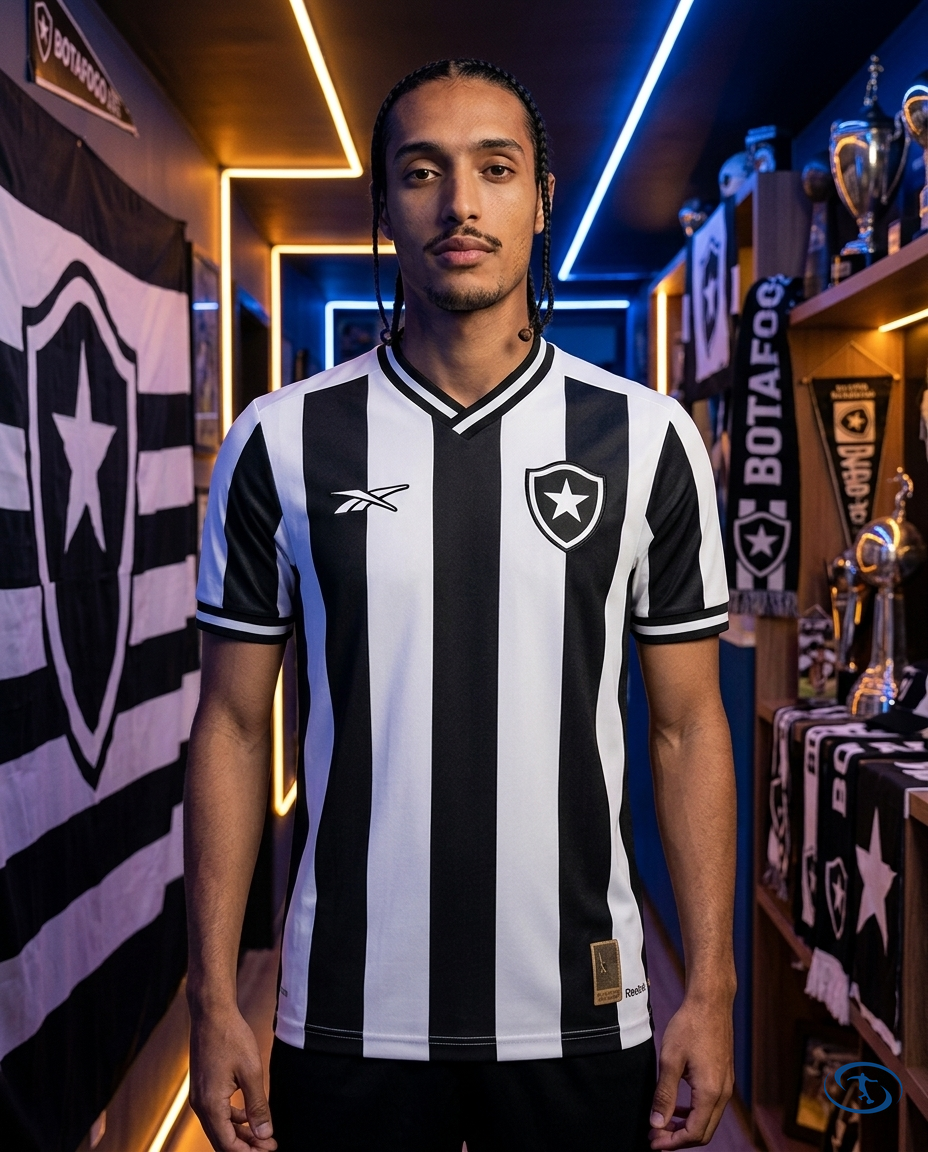 Camisa Botafogo Home 2024/25 - Torcedor Reebok Masculino - Preto e Branco - Front View | Sant Sport