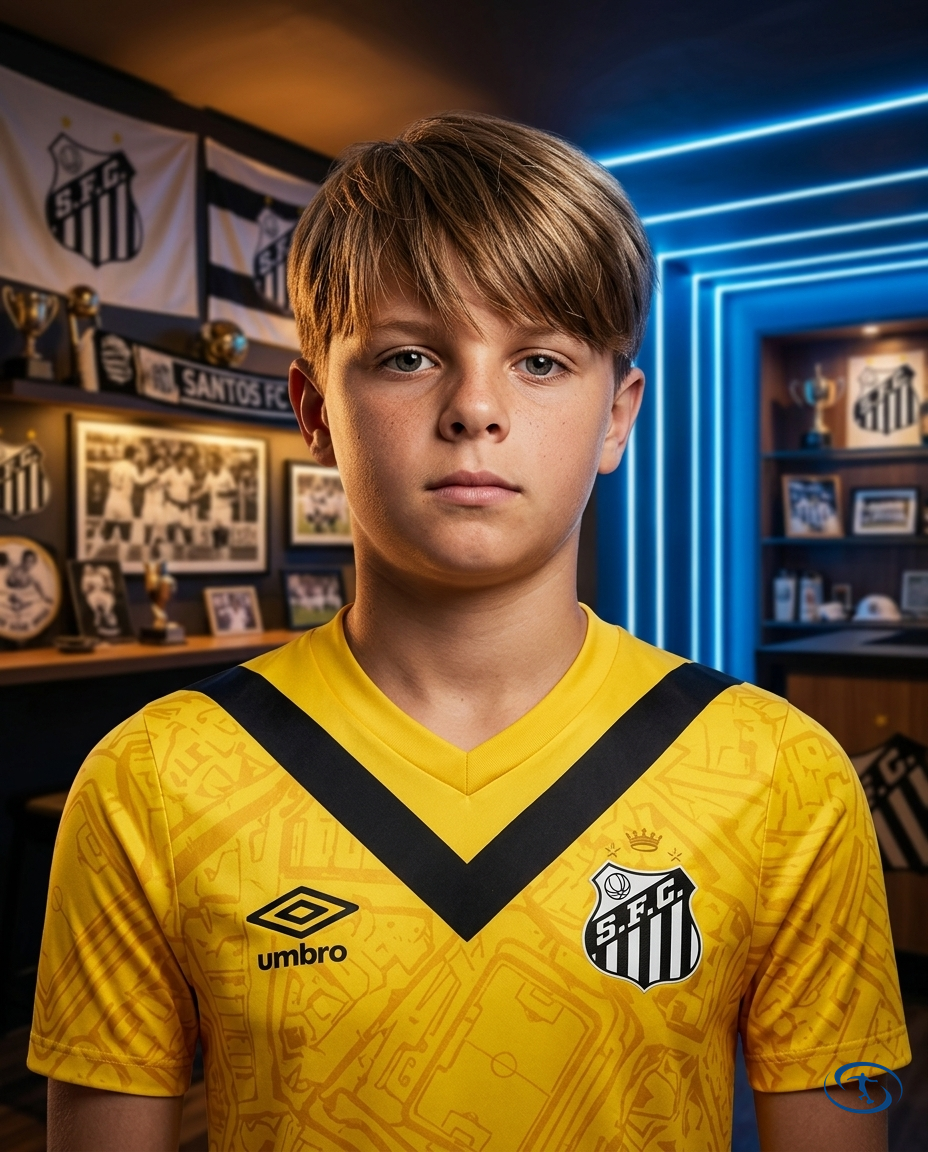 Santos Kids Kit Third 2024/25 - Umbro - Yellow - Badge Close-Up | Sant Sport