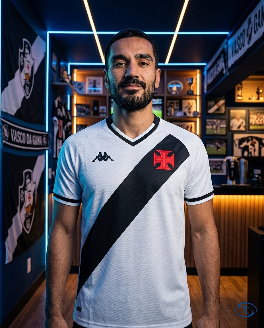 Camisa Vasco da Gama Away 25/26 - Torcedor Kappa Masculino - Preto e Branco - Front View | Sant Sport
