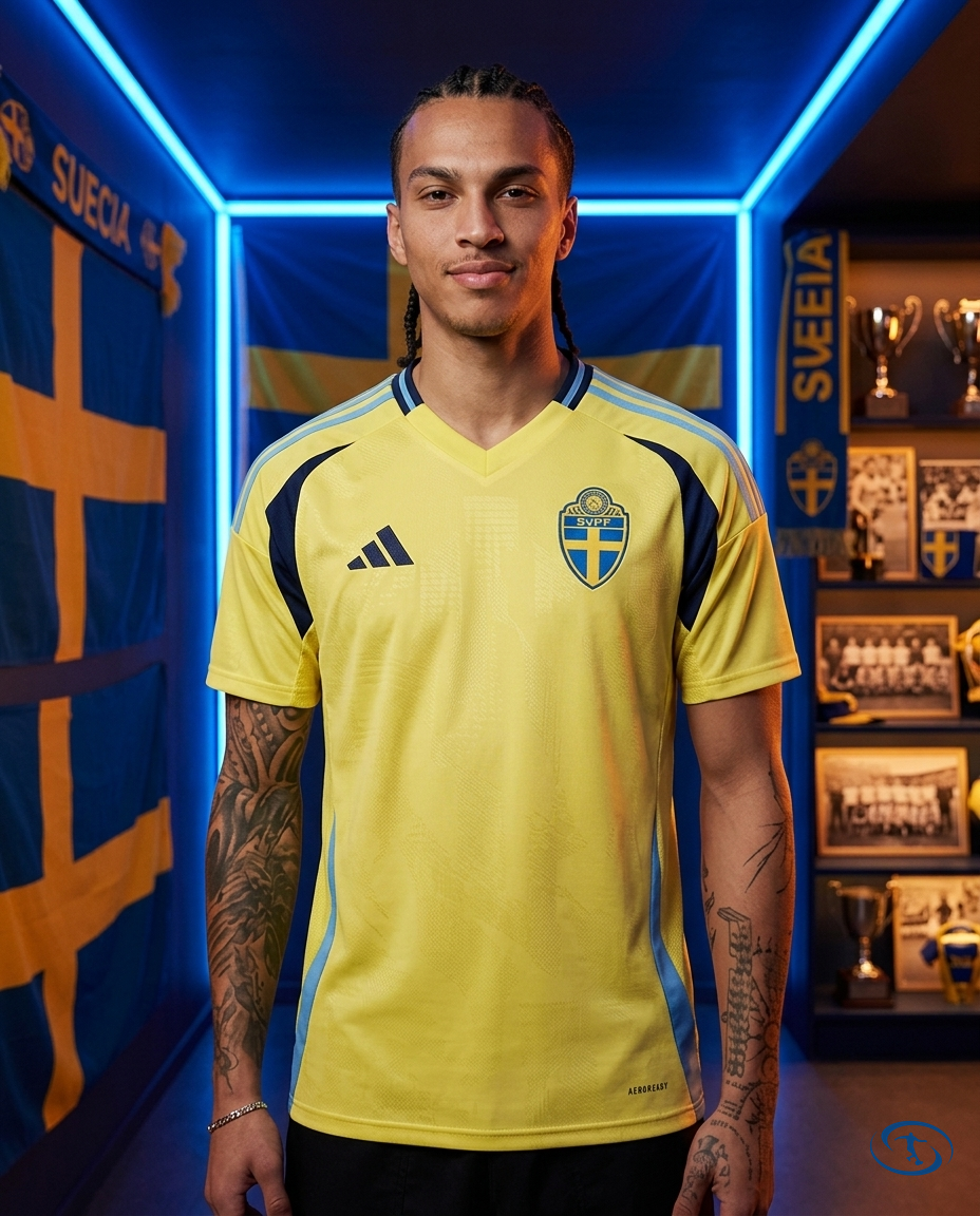 Camisa Suécia Home Eurocopa 24/25 - Torcedor Adidas Masculino - Amarelo - Front View | Sant Sport