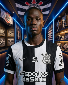Corinthians Jersey Third w/ Sponsors 2024/25 Player Version Nike Men's - Black & White - Badge Close-Up | Sant Sport