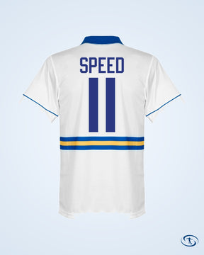 Score Draw Leeds United Home Retro Shirt 1993-1995 (Retro Flock Printing)
