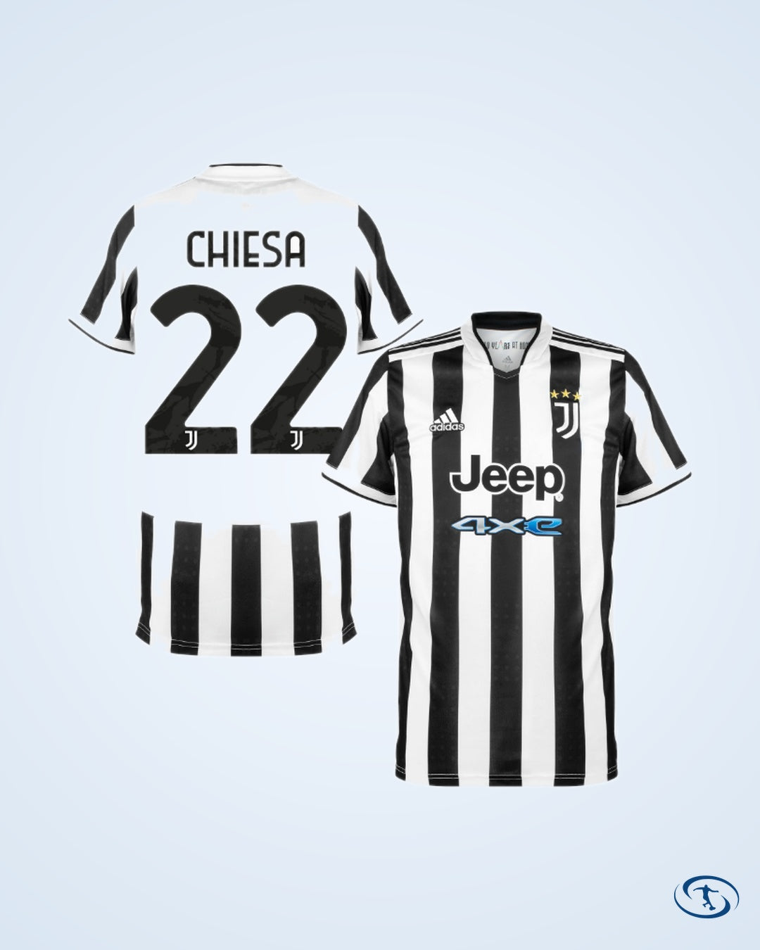 Juventus Home Chiesa 22 Shirt 2021-2022 (Official Printing) - Men's