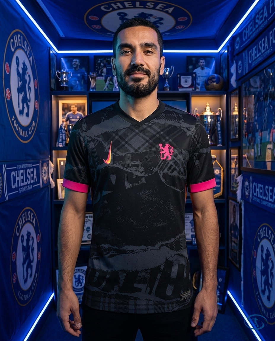 Camisa Chelsea Third 24/25 - Torcedor Nike Masculino - Preto e Rosa - Front View | Sant Sport