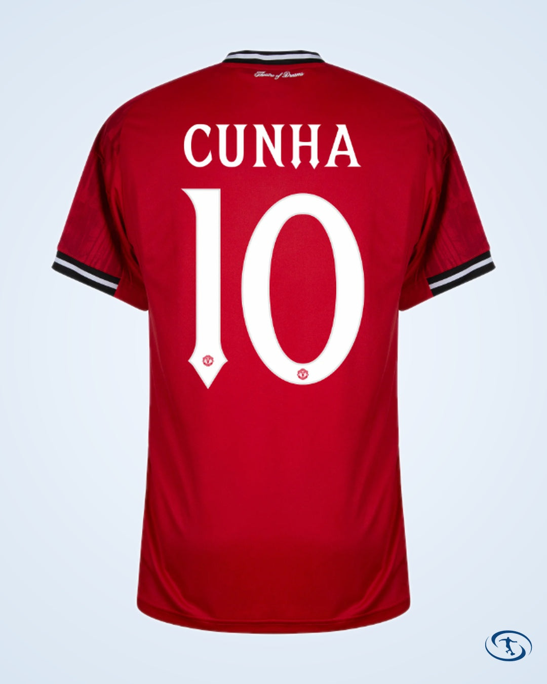 Man Utd Home Cunha 10 Shirt 2025-2026 (Cup Style Printing) - Men's