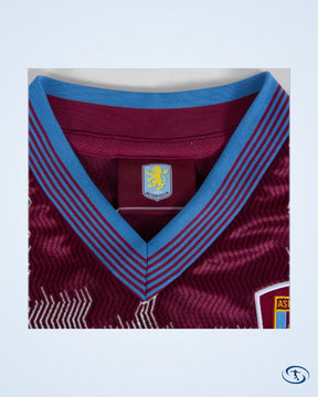 Score Draw Aston Villa Retro Home  Shirt 1997-1998 (Retro Flex Printing)