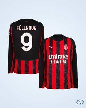 AC Milan Home L/S Player Number Shirt 2025-2026 (Official Printing) - Men's