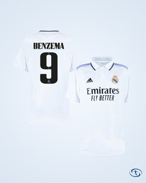 Real Madrid Home Benzema 9 Shirt 2022-2023 (Official Cup Printing) - Men's