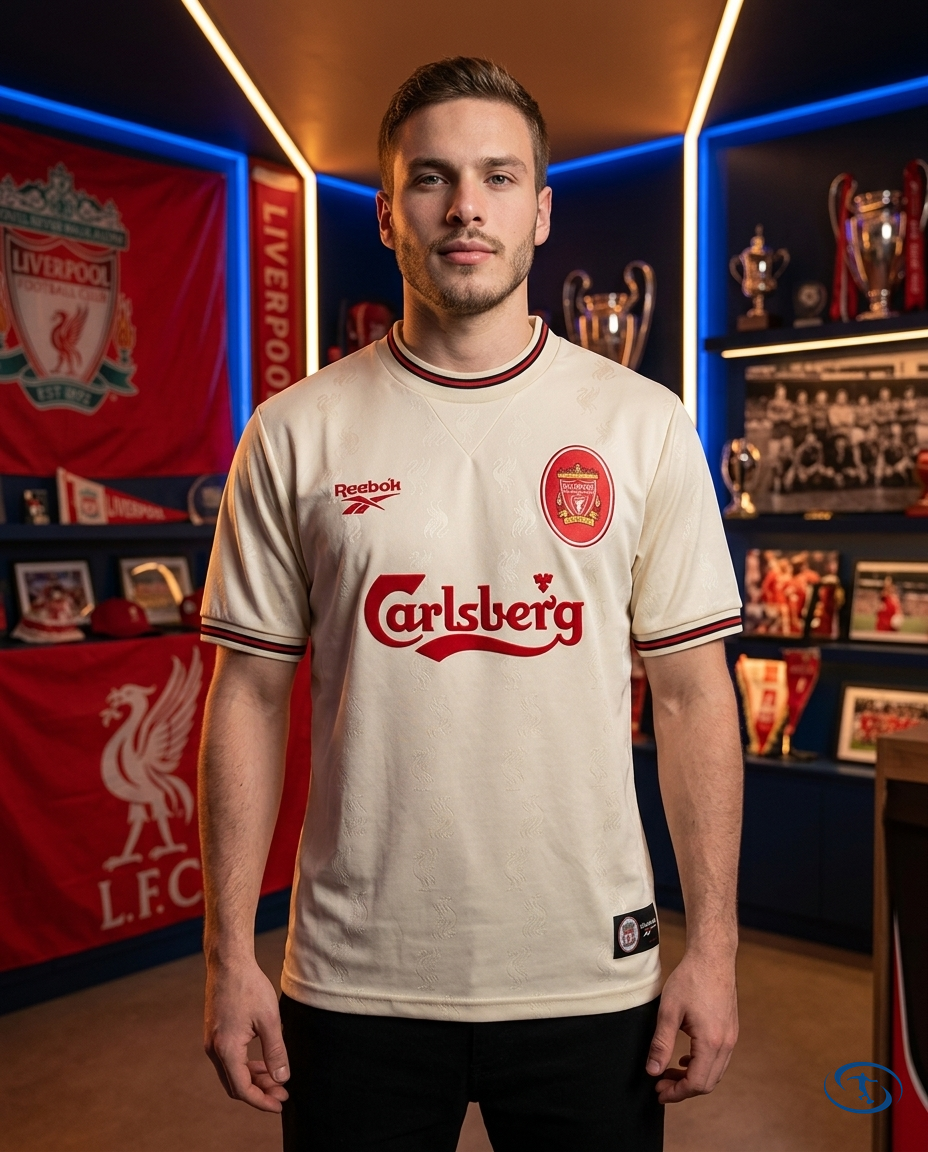 Camisa Retrô Liverpool Away 96/97 Torcedor Reebok Masculina - Marfim - Front View | Sant Sport