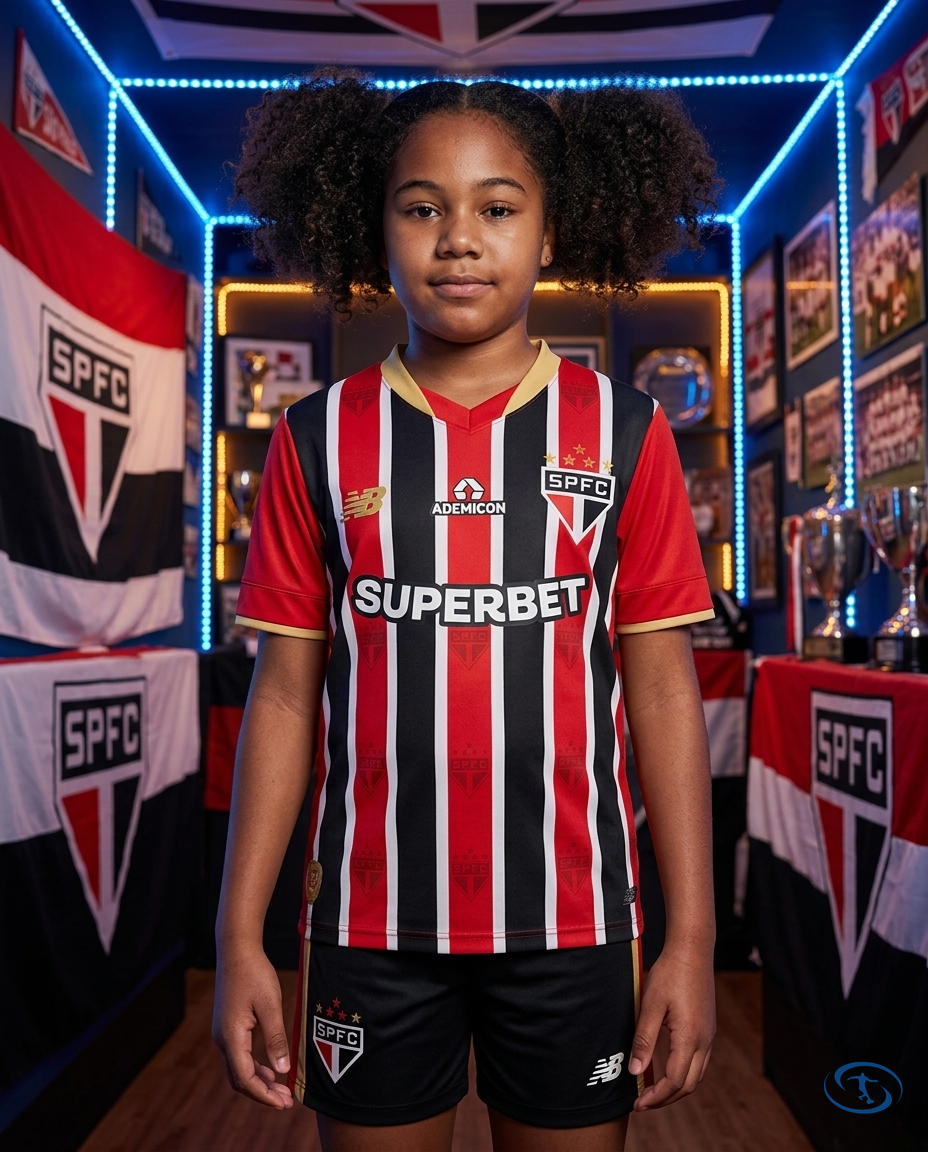 Sao Paulo FC Kids Kit Away 2025/26 - New Balance - Front View | Sant Sport