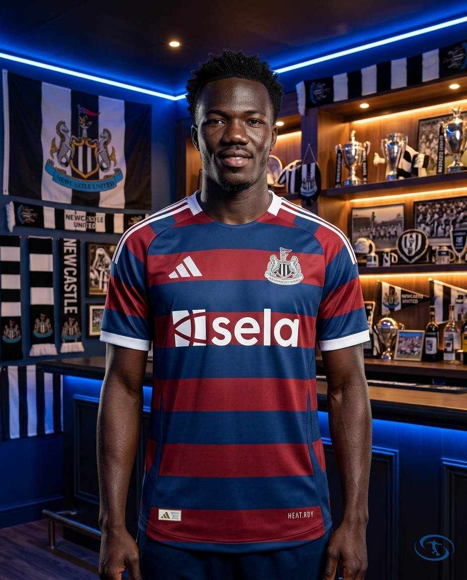 Camisa Newcastle Away 2024/25 Jogador Adidas Masculino - Azul e Grená - Front View | Sant Sport