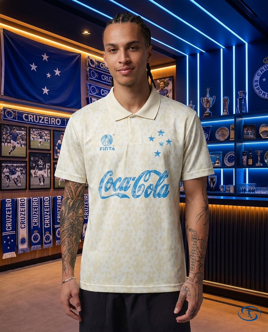 Camisa Cruzeiro Away 1993 Retrô Coca Cola #10 - Masculina - Branca - Front View | Sant Sport