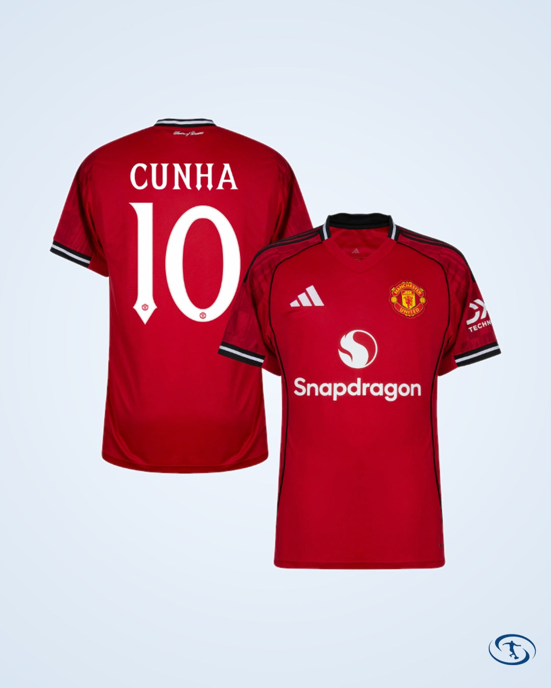 Man Utd Home Cunha 10 Shirt 2025-2026 (Cup Style Printing) - Men's