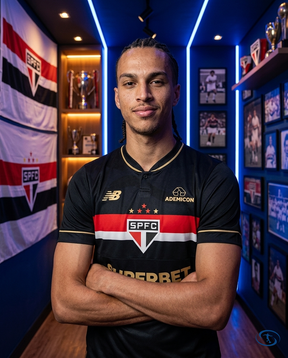 Sao Paulo FC Jersey Third 2025/26 Jogador New Balance Men's - Black & Gold - Side View | Sant Sport