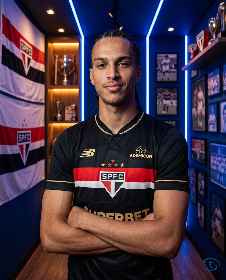Sao Paulo FC Jersey Third 2025/26 Jogador New Balance Men's - Black & Gold - Side View | Sant Sport