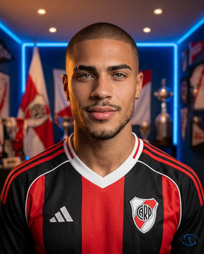 Camisa River Plate Away 2025/26 - Torcedor Adidas Masculino - Vermelho e Preto - Badge Close-Up | Sant Sport