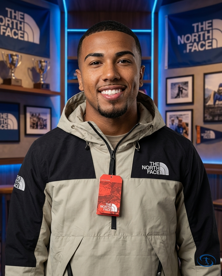 The North Face Men's - Grey Windbreaker - Badge Close-Up | Sant Sport