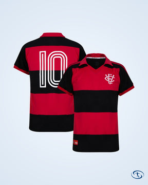 EC Vitoria Home Retro No.10 Shirt 1990 (Retro Flock Printing) - Men's