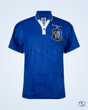 Score Draw Chelsea Gullit 4 Home Retro Shirt FA Cup Final 1997 (Retro Flock Printing) - Men's | Sant Sport