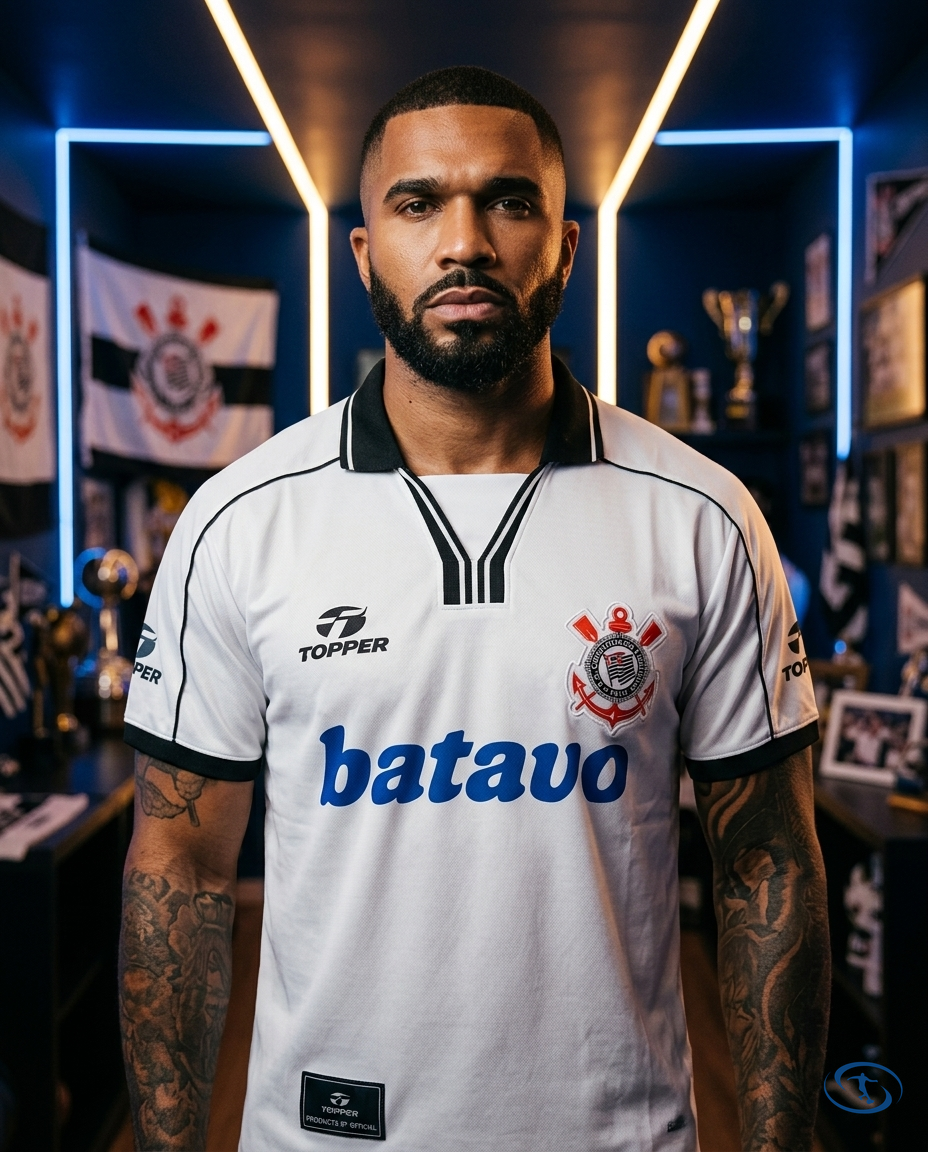 Corinthians Jersey Home Retro 1999 Men's Topper - White - Badge Close-Up | Sant Sport
