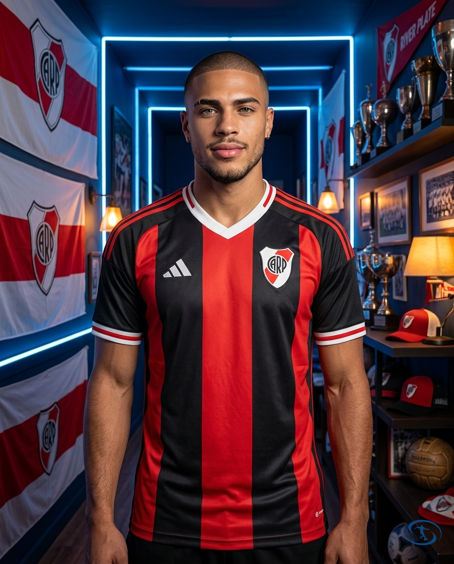 Camisa River Plate Away 2025/26 - Torcedor Adidas Masculino - Vermelho e Preto - Front View | Sant Sport