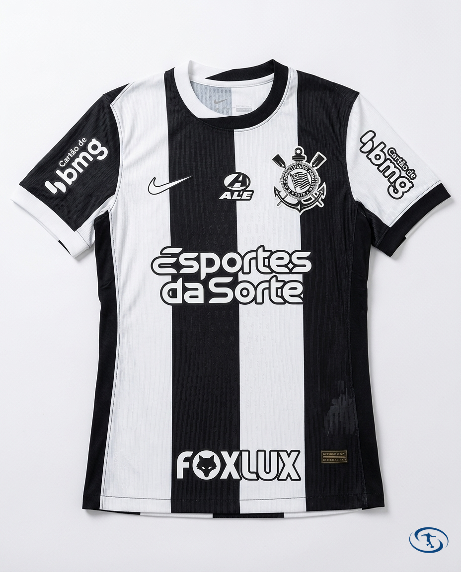 Corinthians Jersey Third w/ Sponsors 2024/25 Player Version Nike Men's - Black & White - Packshot | Sant Sport