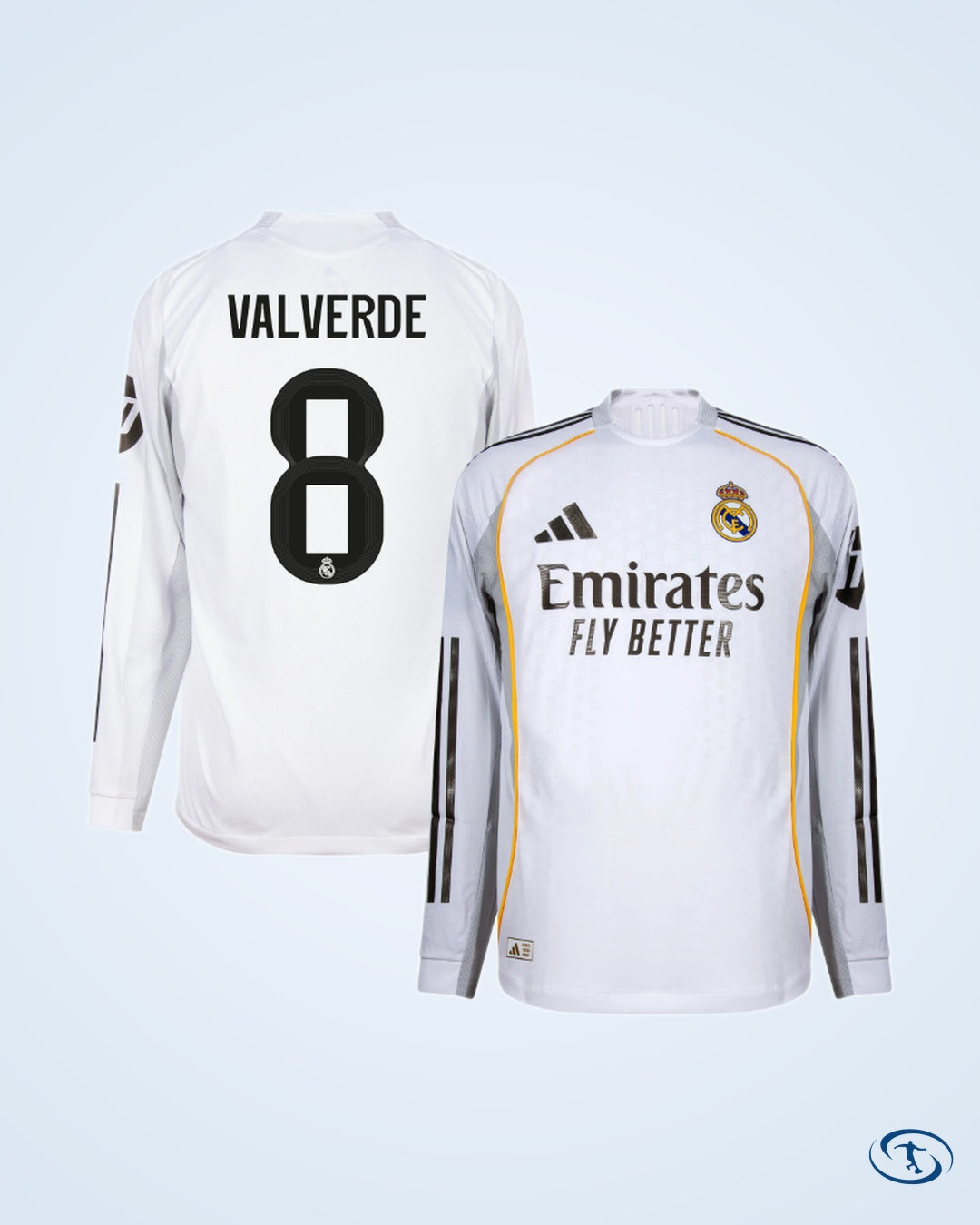 Real Madrid Authentic Home L/S Shirt 2025-2026 Player Version (Official Printing)