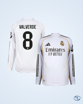 Real Madrid Authentic Home L/S Shirt 2025-2026 Player Version (Official Printing)