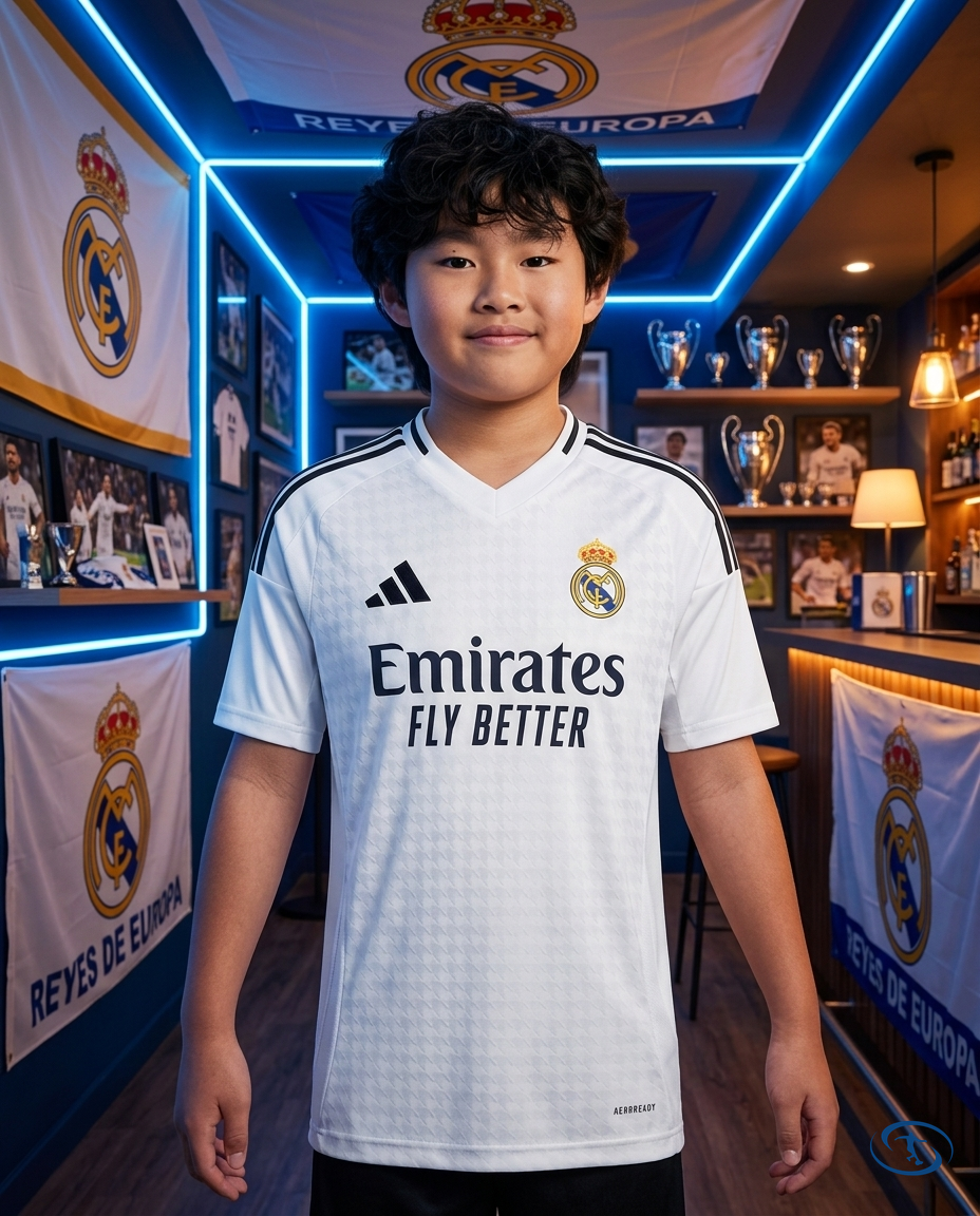 Conjunto Infantil Real Madrid Home 24/25 Adidas - Branco - Front View | Sant Sport