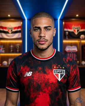 Sao Paulo FC III Jersey 24/25 - Jogador New Balance Men's - Red & Black - Badge Close-Up | Sant Sport