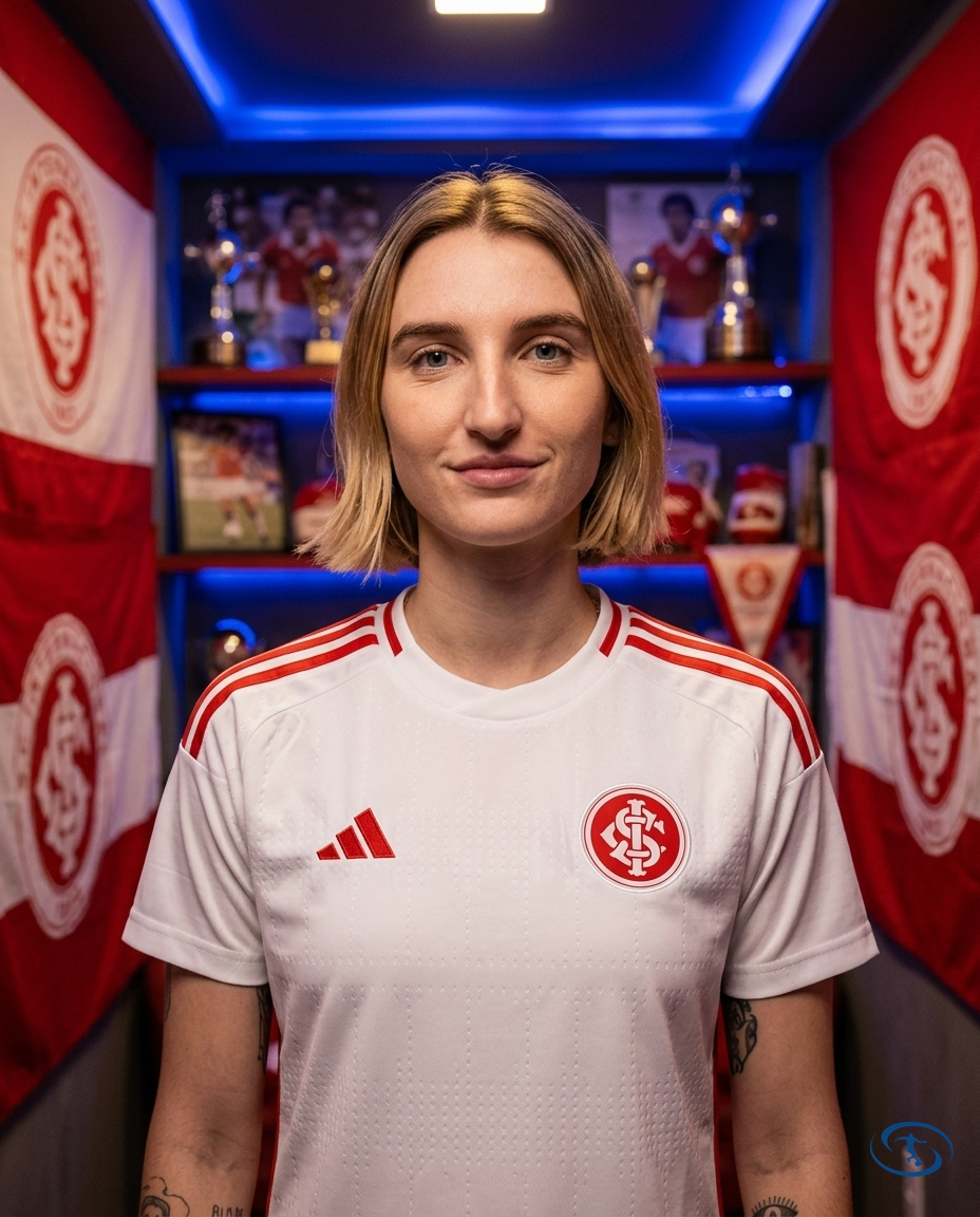 Internacional II Away Feminina 25/26- Torcedor Feminina - Branco - Badge Close-Up | Sant Sport