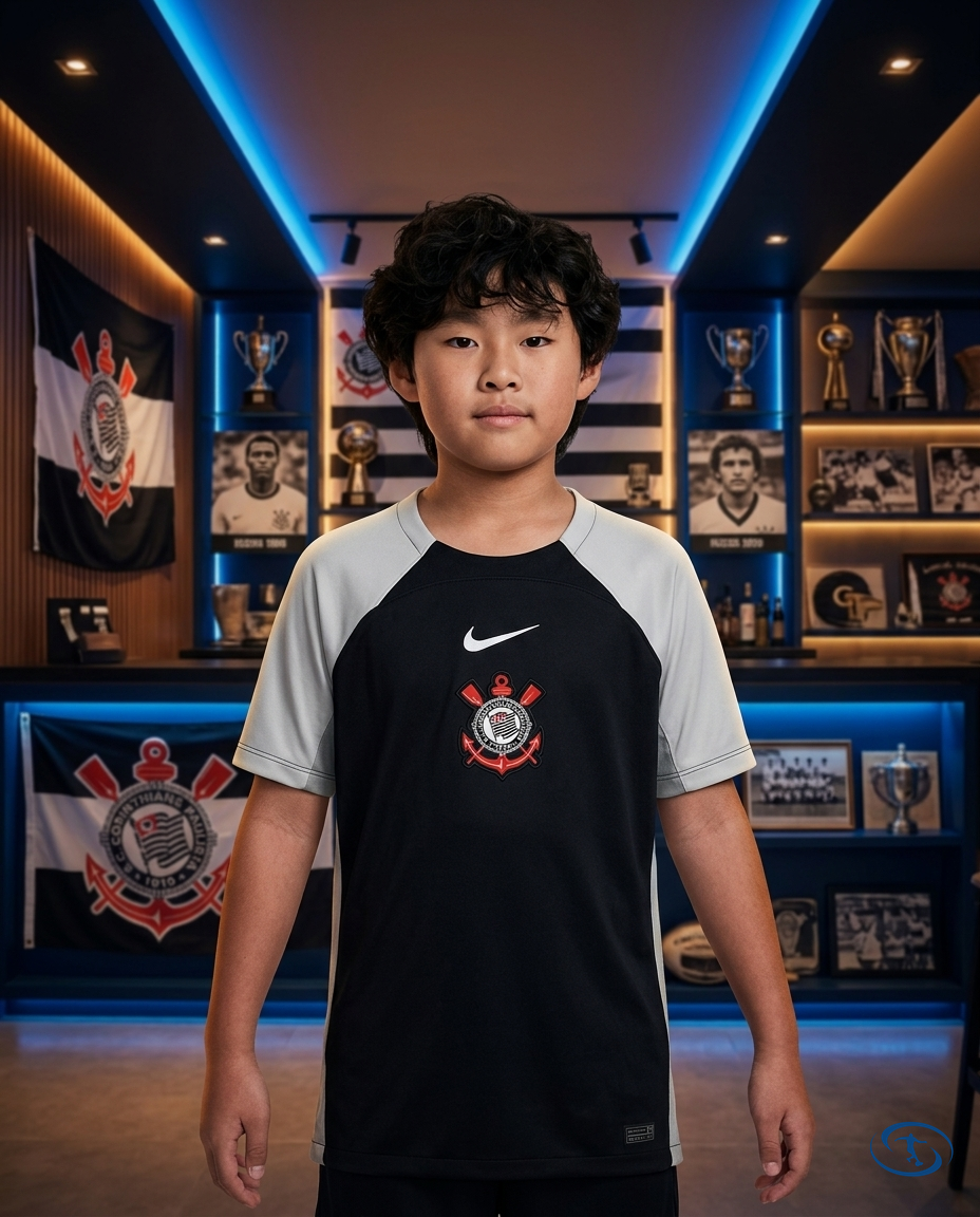 Corinthians II Kids Kit 25/26 - Black - Front View | Sant Sport