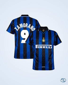 Inter Milan Home Retro Player Number Shirt 1997-1998 (Retro Flock Printing) - Men's