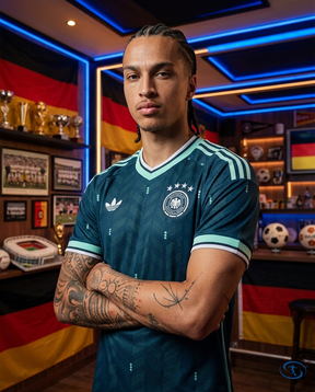 Camisa Alemanha Away 2026/27 Jogador Adidas Masculino - Azul - Side View | Sant Sport