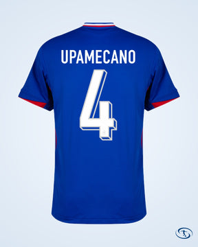 France Home Upamecano 4 Shirt 2024-2025 Fan Version (Official Printing)