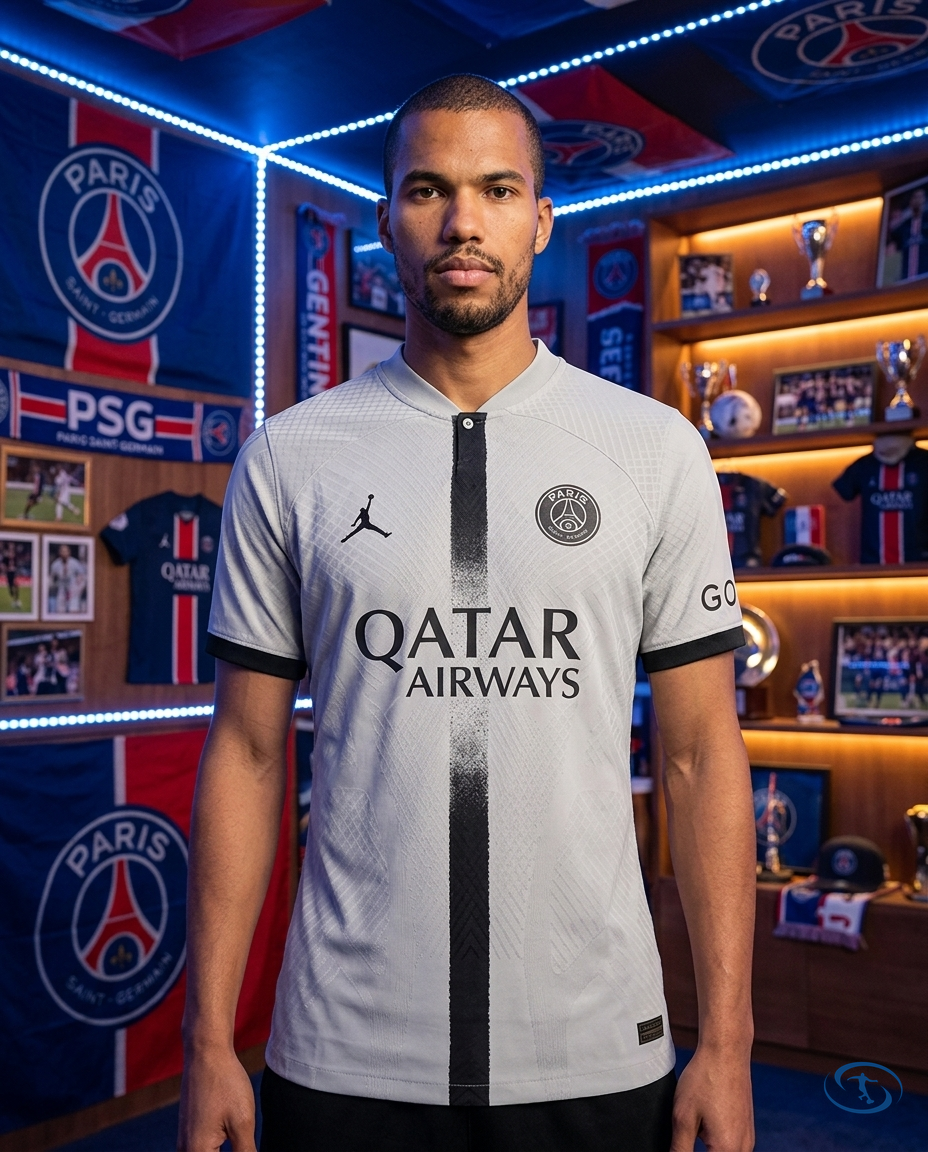 Camisa Paris Saint Germain - PSG Away 22/23 Torcedor Jordan Masculina - Cinza - Front View | Sant Sport