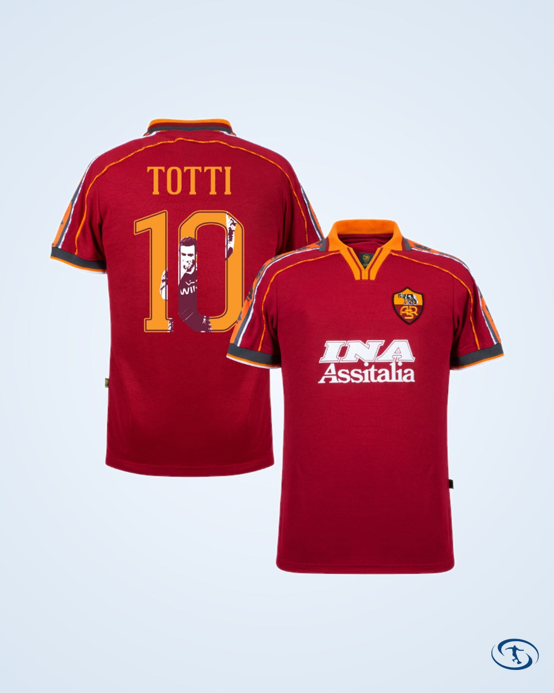 AS Roma Home Retro Totti 10 Shirt 1998-1999 (Gallery Style Printing) - Men's