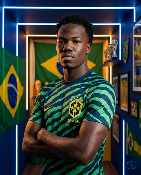 Camisa Seleção Brasileira Pré-Jogo 2022 Torcedor Nike Masculina - Azul e Verde - Side View | Sant Sport