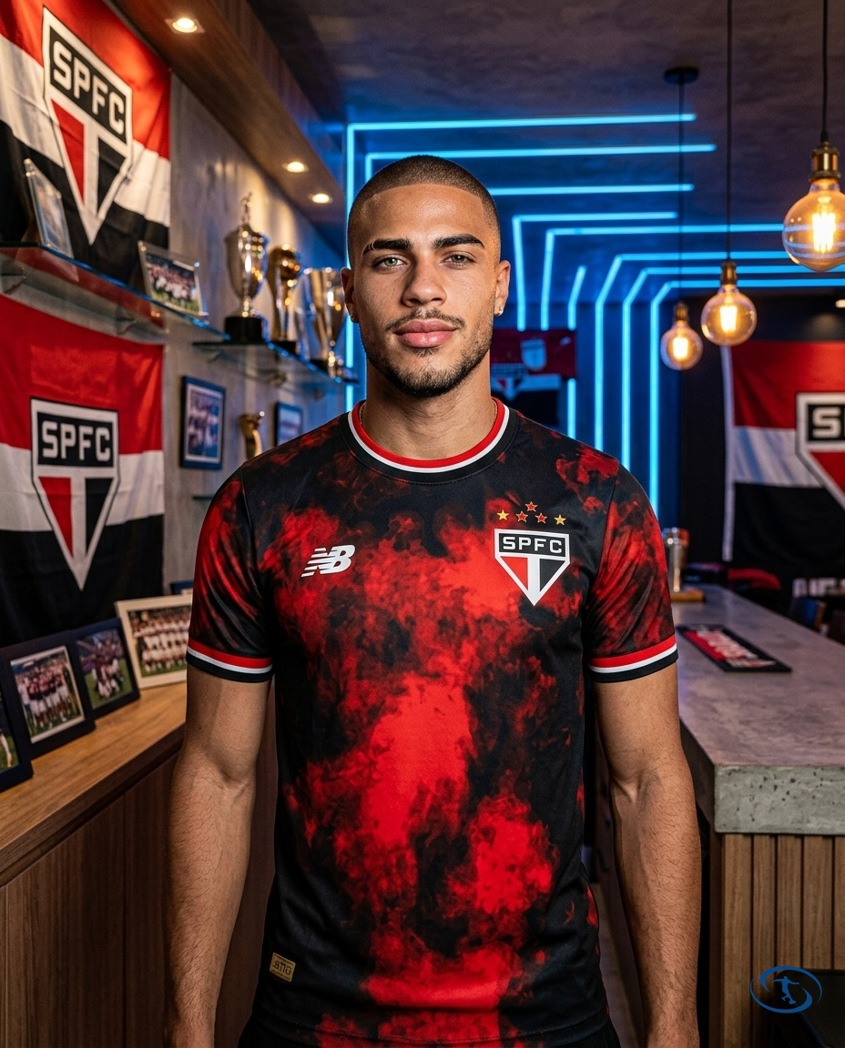 Sao Paulo FC III Jersey 24/25 - Jogador New Balance Men's - Red & Black - Front View | Sant Sport