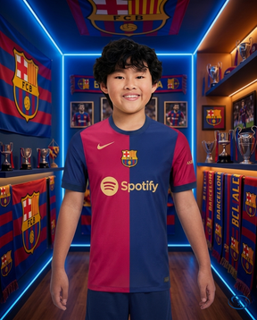 Conjunto Infantil Barcelona Home 24/25 Nike - Azul Grená - Front View | Sant Sport