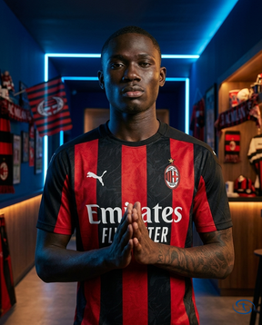 Camisa AC Milan Home 2025/26 - Torcedor Puma Masculino - Vermelho e Preto - Badge Close-Up | Sant Sport