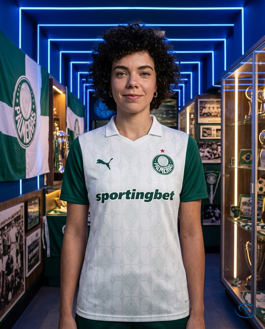 Palmeiras Jersey Away 2025/26 - Women's Puma - White e verde - Front View | Sant Sport