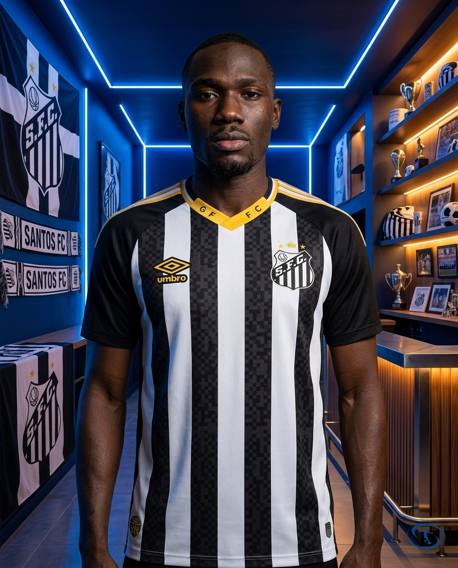 Camisa Peixão Away 2025/26 Neymar Jr #10 - Torcedor Umbro Masculino - Preto e Branco - Front View | Sant Sport